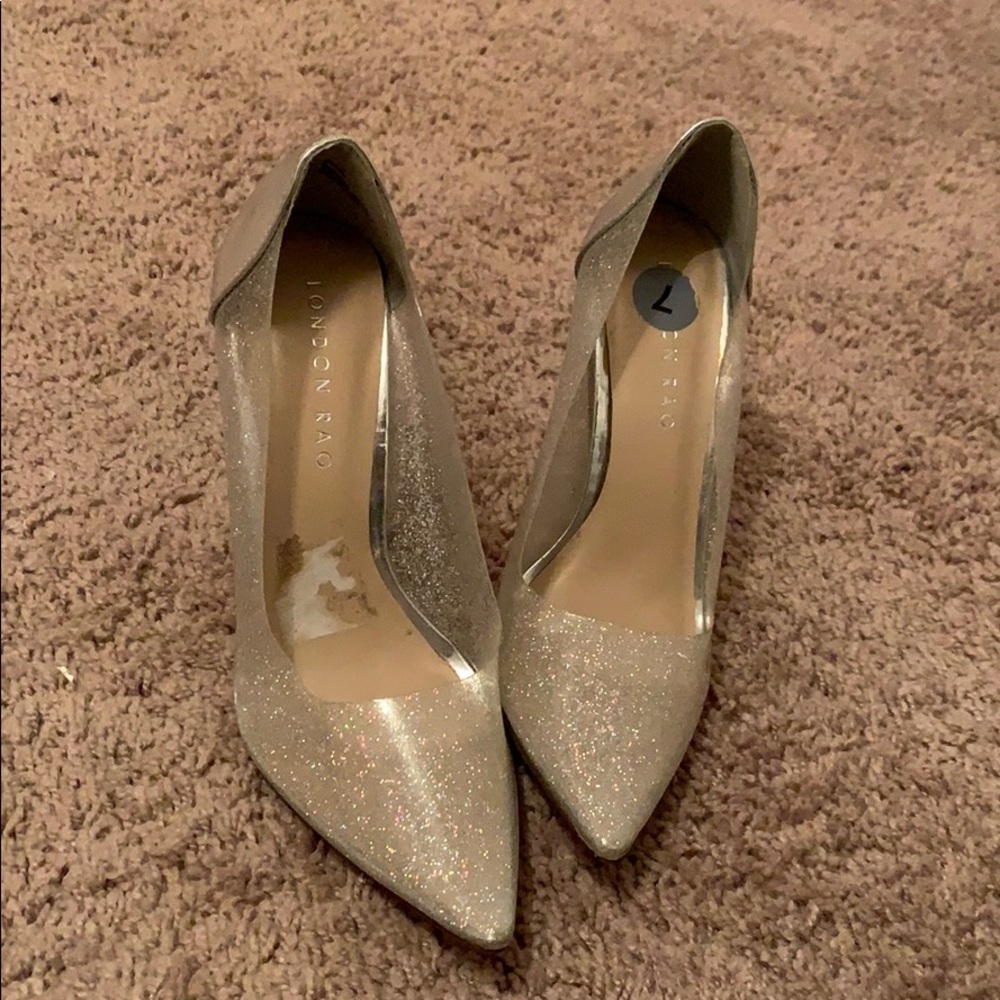 Glitter silver high heels